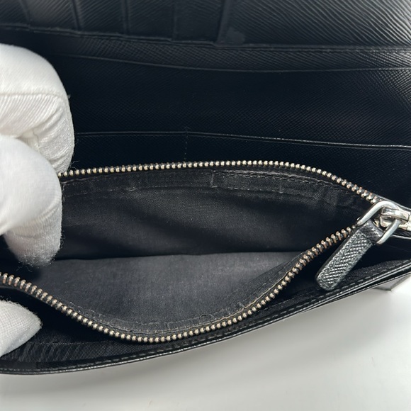 Authentic PRADA Men's Saffiano Leather Bi-Fold Long Wallet- Black - Picture 11 of 15